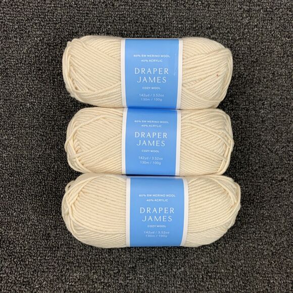 Draper James Other - Lot Of 3 Draper James Cozy Wool Cream Merino Wool & Acrylic Yarn New